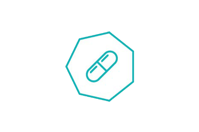 teal outline of a pill
