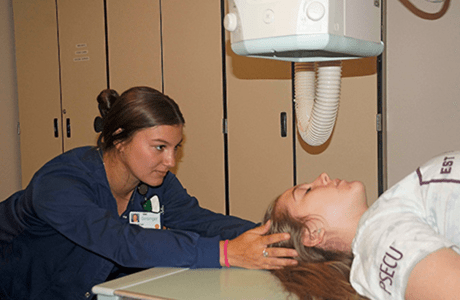 an image of Radiologic Technology students practicing x-rays