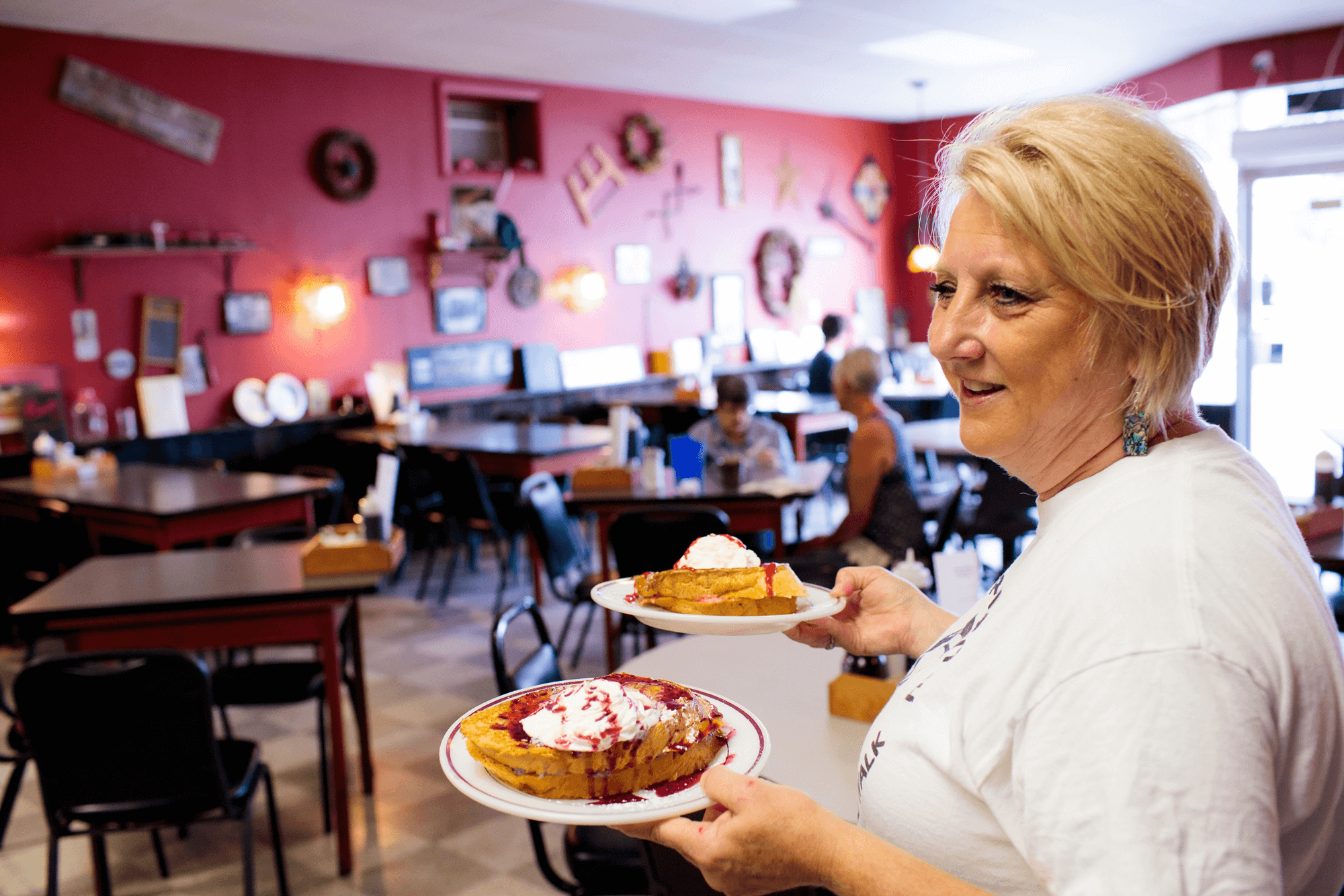 A waitress working in a local restaurant