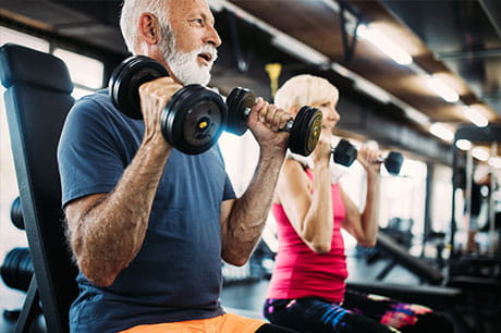 Man and woman exercising