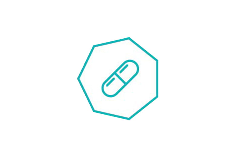teal outline of a pill