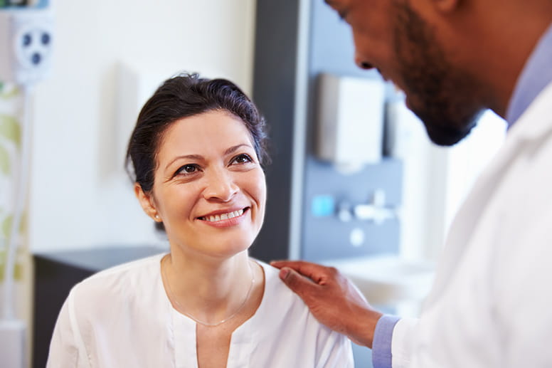 Woman with doctor.