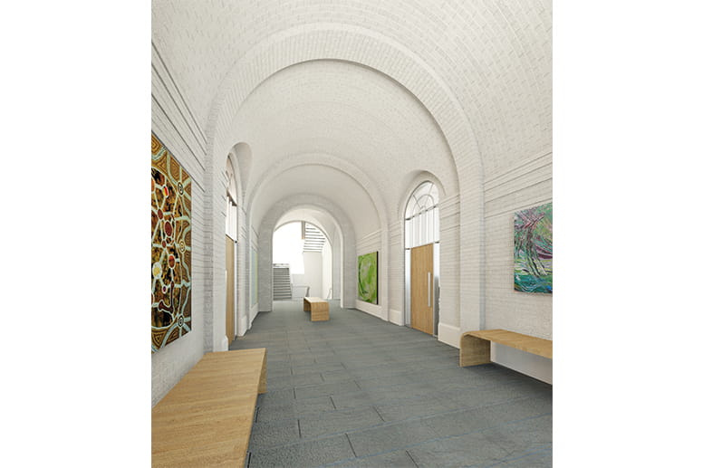 Halpin Hall rendering inside hall