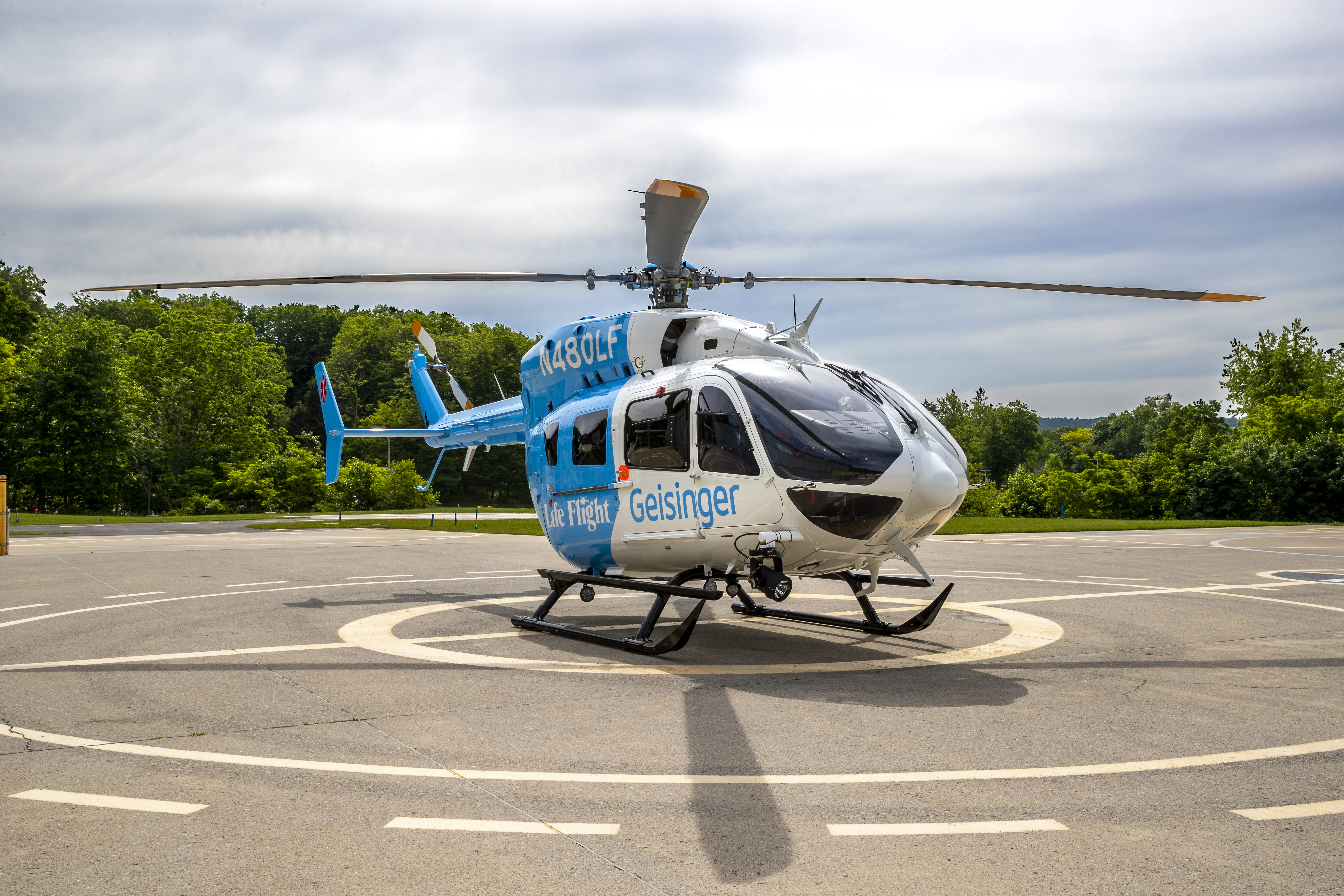 Geisinger Life Flight Helipcopter on landing pad