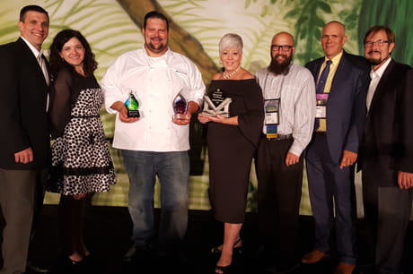Geisinger Executive Chef Matt Cervay accepts Premier's Culinary Cup Award.