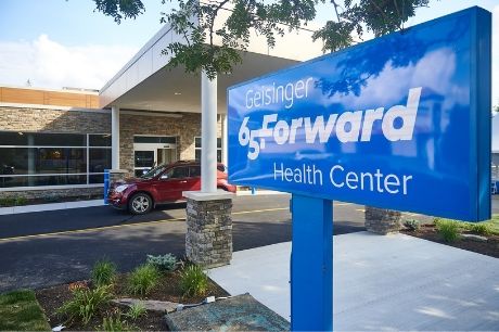 Exterior sign at Geisinger 65 Forward Health Center in Kingston