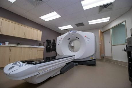 The new CT machine at the Geisinger Cancer Services Pottsville clinic.