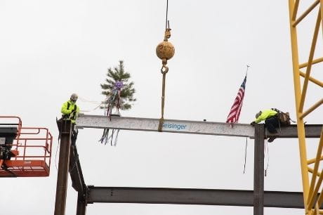 Final beam at GWV Cancer Center being put into place