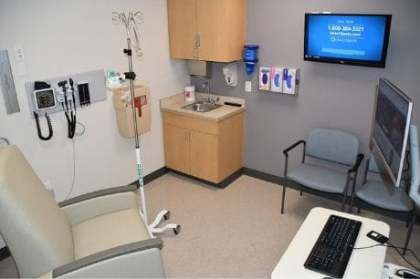 A patient care room at the Geisinger Convenient Care+ at the Susquehanna Valley Malley near Selinsgrove.
