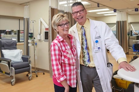 cancer patient and doctor smiling geisinger