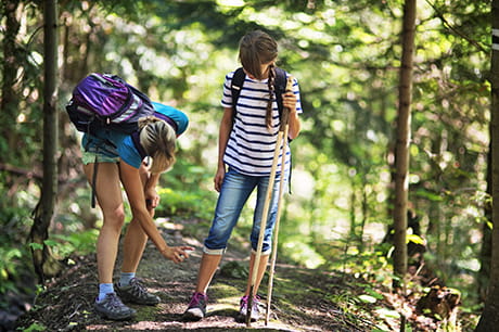 Two girls hiking