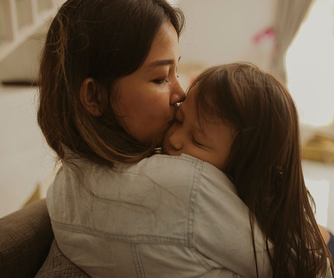 mother and daughter in embrace
