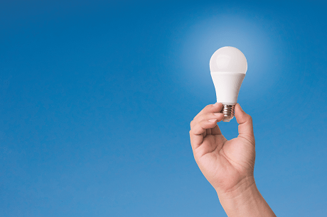 Holding a lightbulb