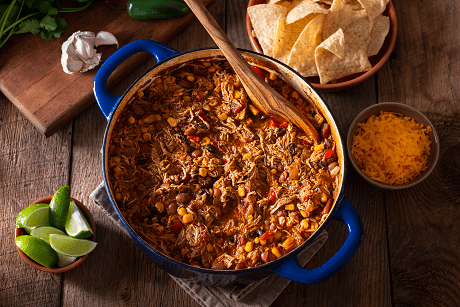 Pot of salsa chicken