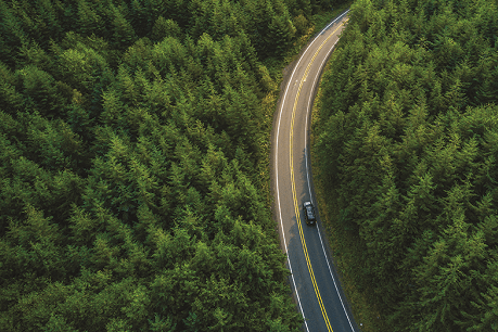 Aerial view of car on a road