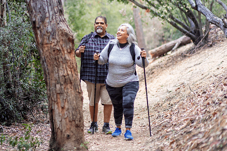 Couple hiking in the woods