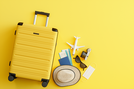Suitcase and travel items