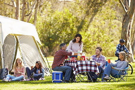 family camping woods tent