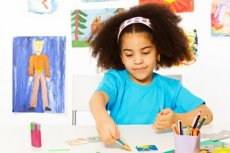 Girl plays a developmental game