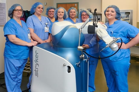 The team at Geisinger Shamokin Area Community Hospital poses with the Mako robot