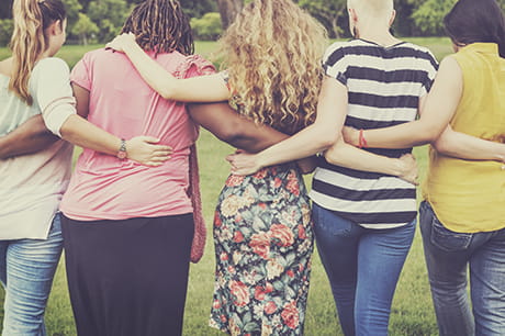 3 women supporting their postpartum depression