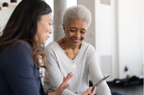 A woman having a safe ER visit