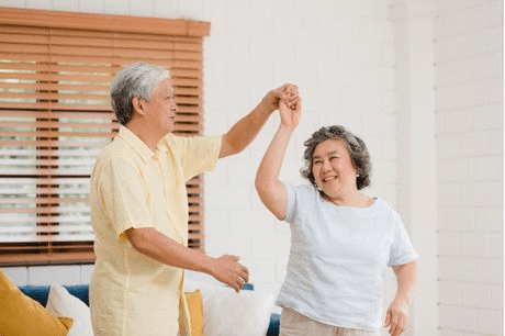 Happy person in their home