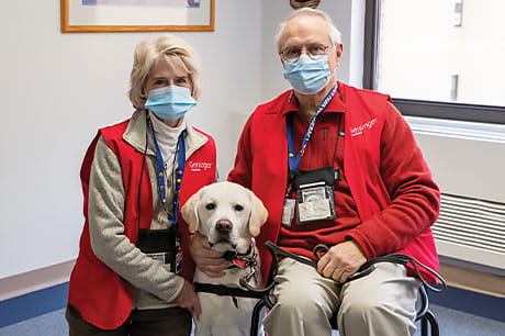 Jim and Connie Hepner of Sunbury with Drake, a certified therapy dog.