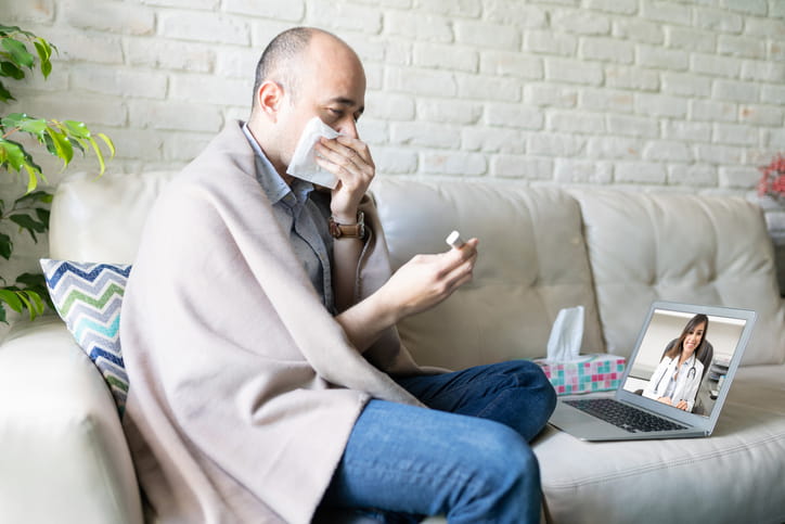 A sick man calling his doctor