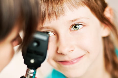 Child being seen by an eye doctor