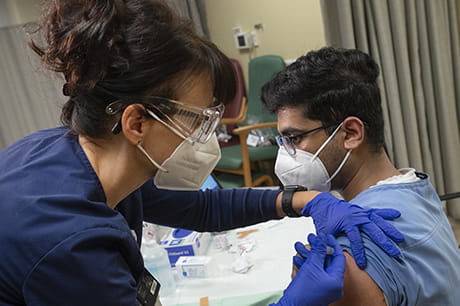 patient getting the covid vaccine 