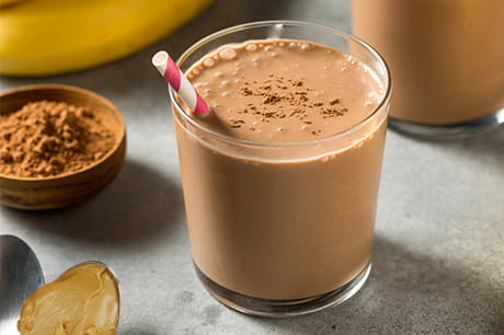 A nutritious and delicious peanut butter banana smoothie.