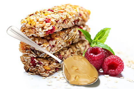 Peanut butter cereal bars are a delicious source of protein.