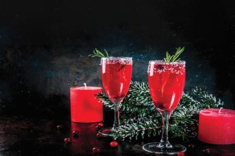 Festive cranberry mimosa mocktail