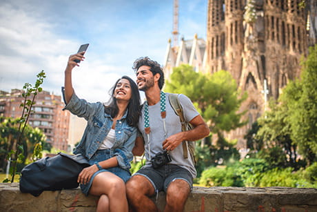 woman and man taking a picture