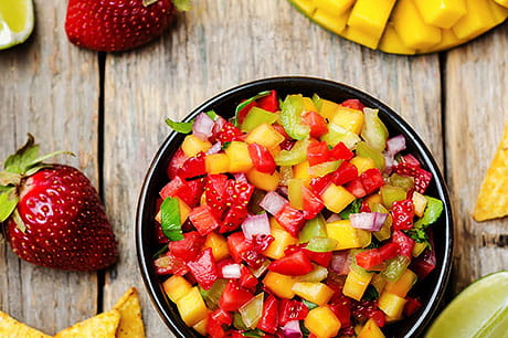 Grilled chicken with strawberry and pineapple salsa