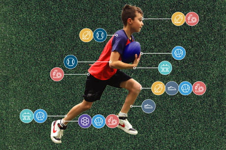 A colorful infographic that displays sports injuries that an athlete could encounter.