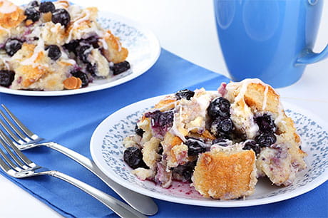 A plate ofdelicious no-bake berry bread pudding.