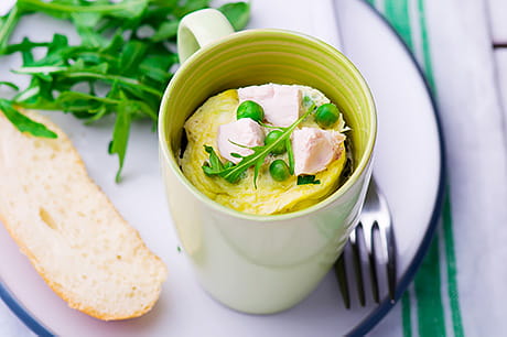 A delicious veggie omelet prepared using a microwave oven.