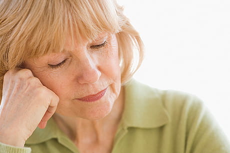 Woman glancing down