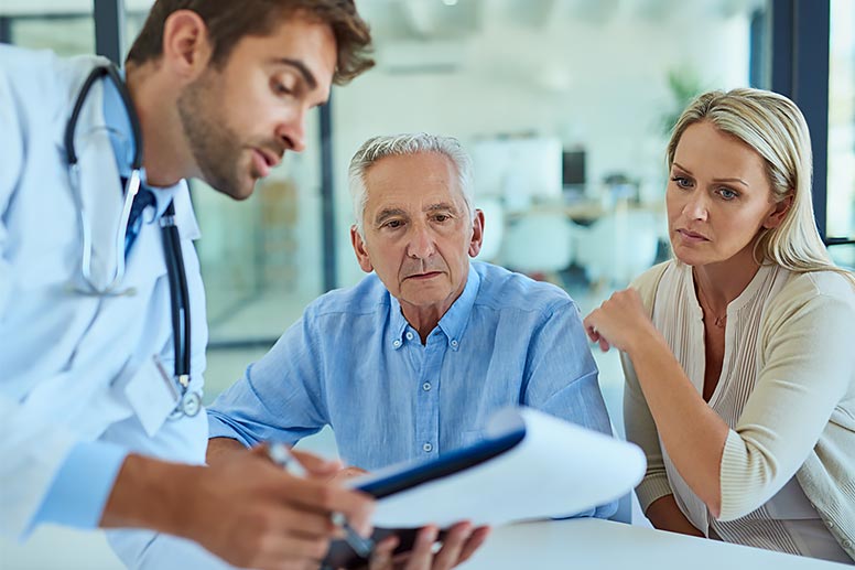 Eldery patient awaiting appointment with primary care provider.