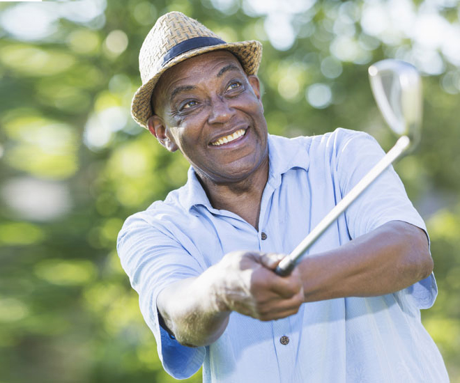 A man golfing