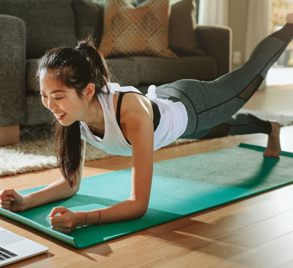 woman doing an at-home workout 