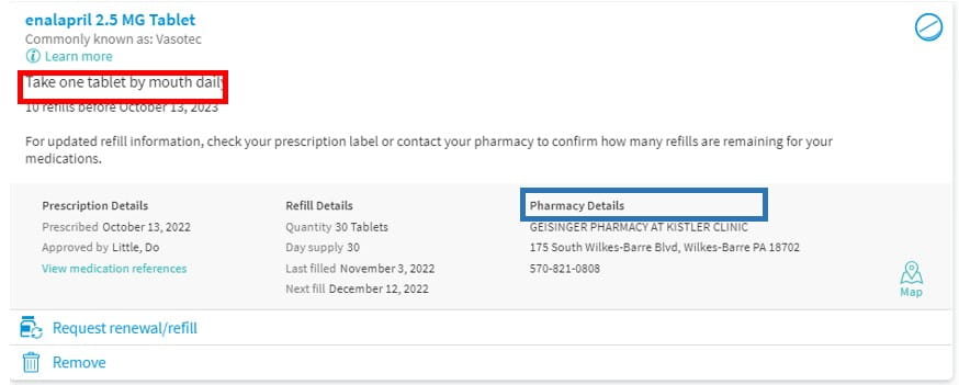 Pharmacy details screenshot