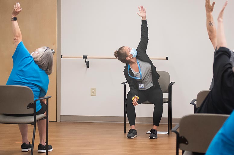 The DeStefanos take part in an exercise class at Geisinger 65 Forward in Scranton.