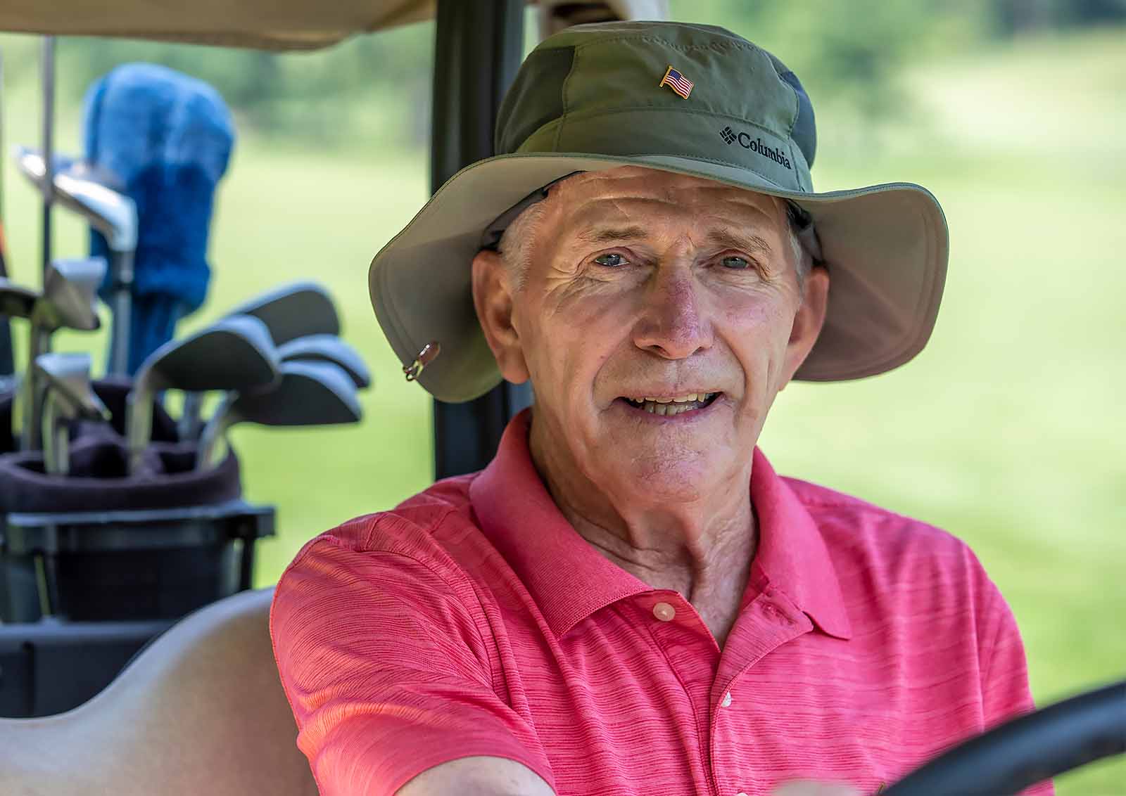 Harry Gaughan in a golf outing after recovering from brain surgery.