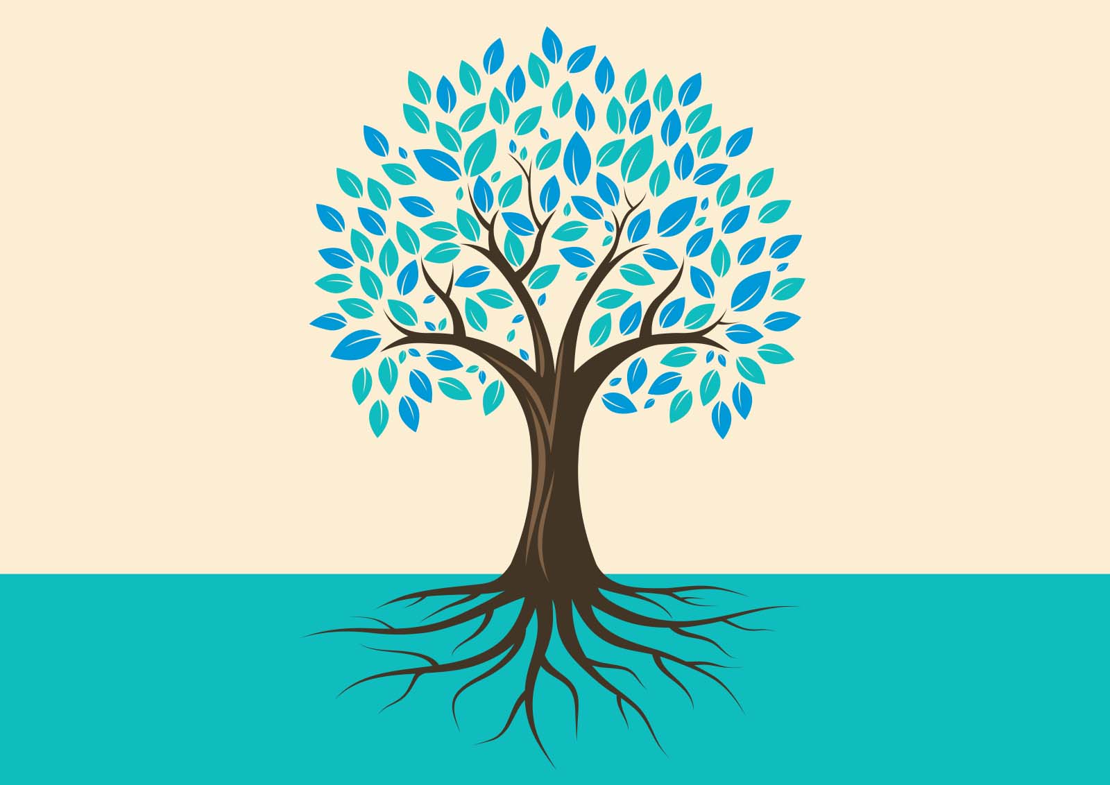 Illustration of a tree visualizing strong roots and leaves.