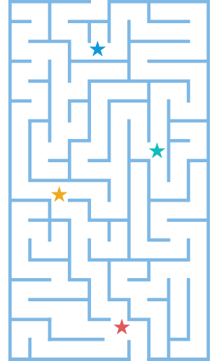A colorful maze demonstrating the stages associated with Medicare.
