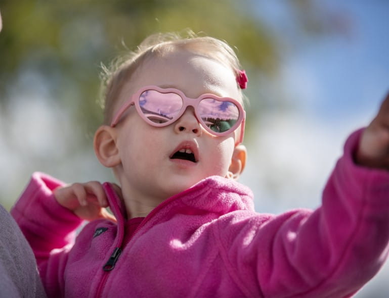 Kinlee Hock wearing heart shaped sunglasses