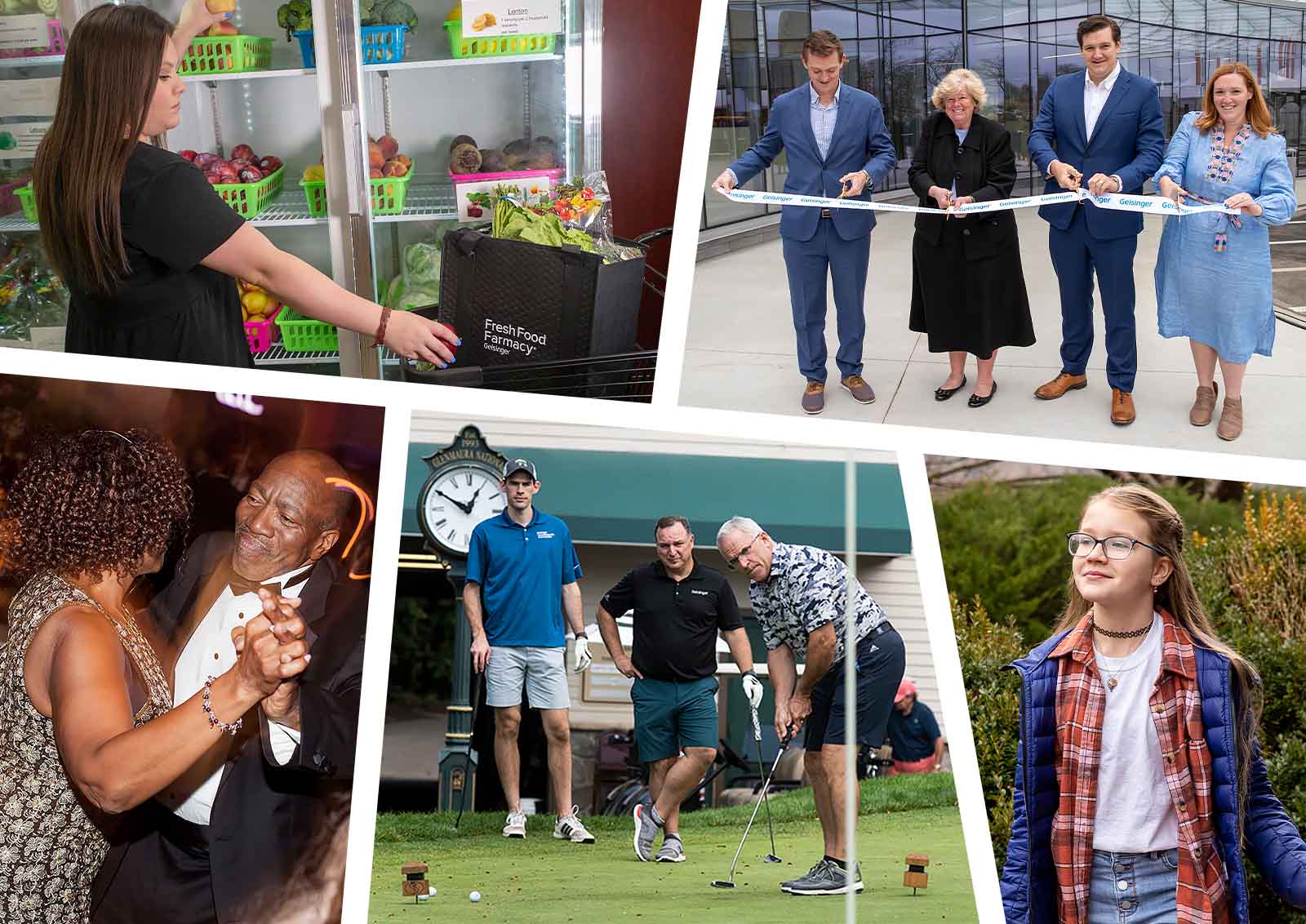 A photo-collage of philanthropic events sponsored by Geisinger.